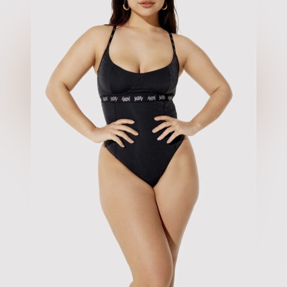 Yitty Shimmer Iconic Black Demi Cup Thong Bodysuit - New - Size 2X